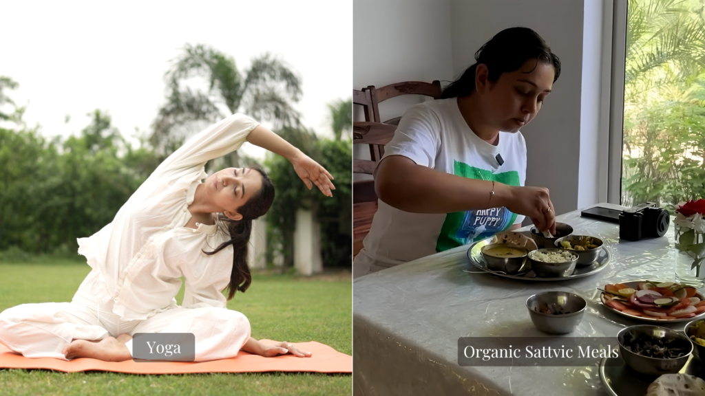 Yoga and sattvic meals at Vaidyaratnam Vrindavan Ayurveda Chikitsalayam 