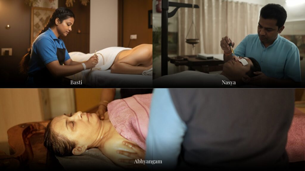 Nasya, Basti, Abhyangam are some classical seasonal panchakarma therapies for detox, healing, and restoring good health 