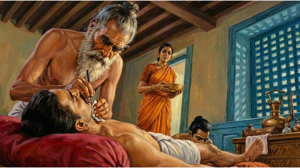 Sushruta performing surgeries in ancient times 